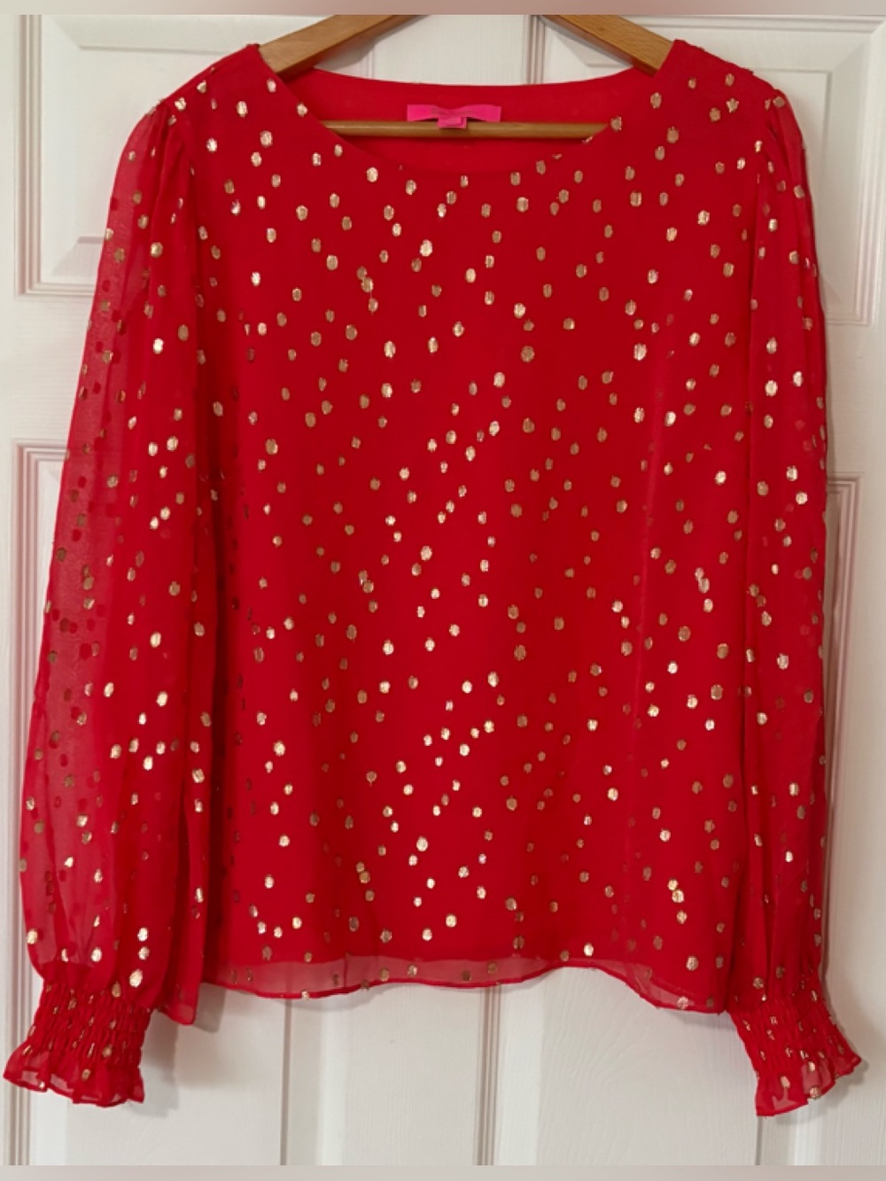 Red Polka Dot Blouse Like New